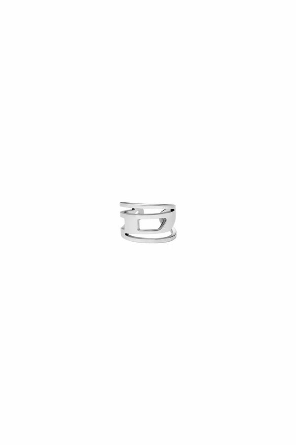 Stainless steel ear cuff features the D logo in a wrapped design