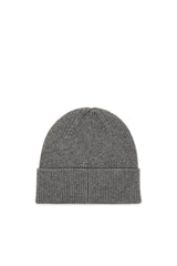Ribbed beanie with D embroidery
