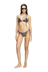 Metallic triangle bikini top with logo