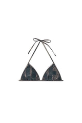 Metallic triangle bikini top with logo