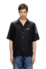 Faded bowling shirt with logo prints