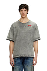 Denim-look T-shirt with released hems