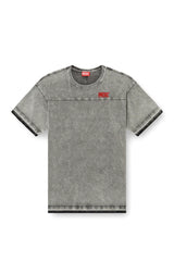 Denim-look T-shirt with released hems