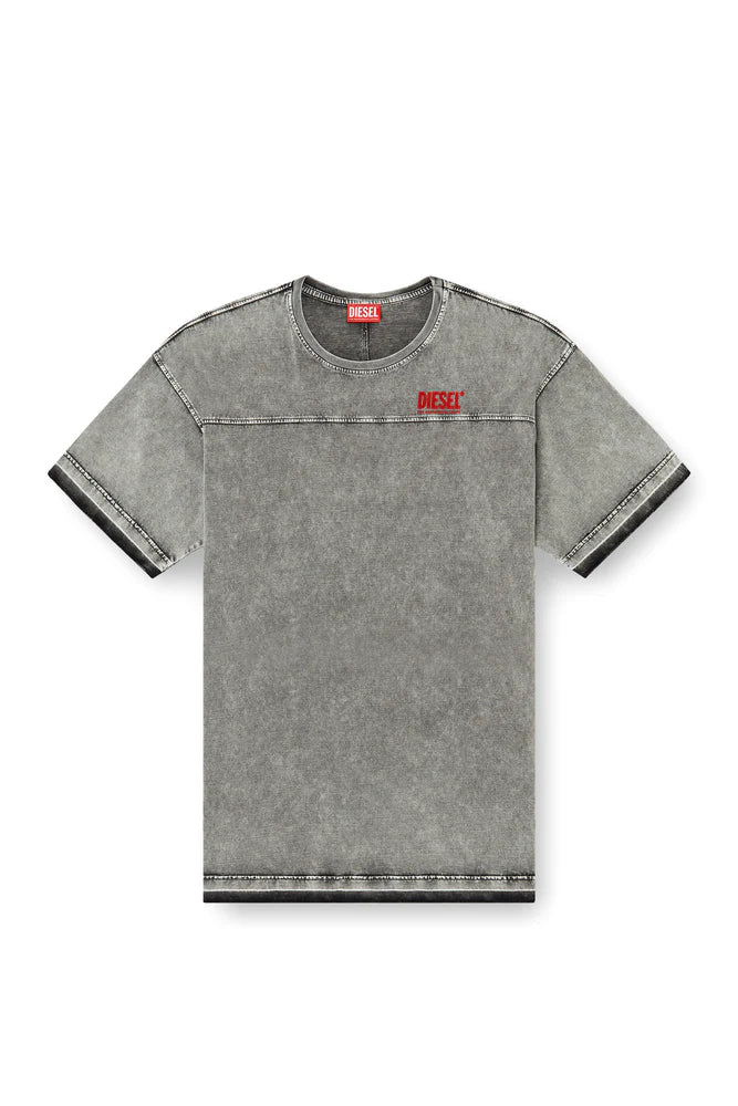 Denim-look T-shirt with released hems