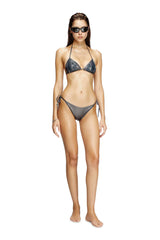 Metallic bikini bottoms with logo