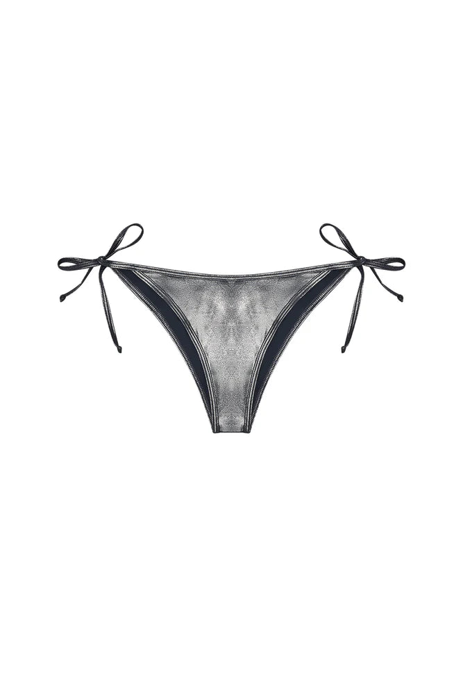 Metallic bikini bottoms with logo