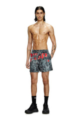 Mid-length swim shorts with graphic print