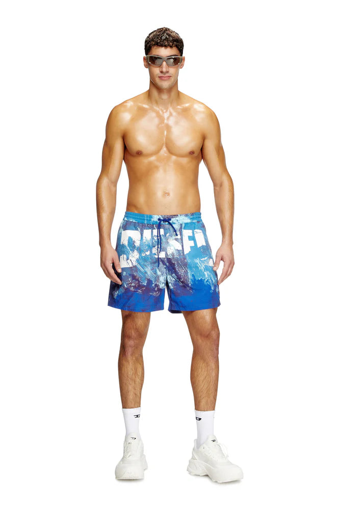 Mid-length swim shorts with graphic print