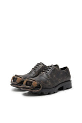 D-Hammer-Derby shoes in treated leather
