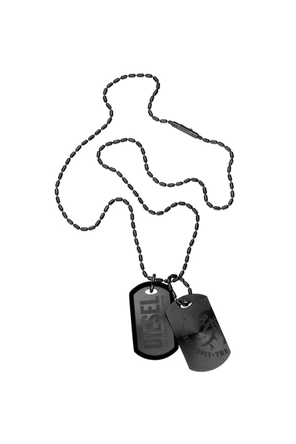 Gunmetal stainless steel double dog tag necklace