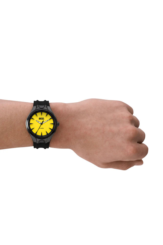 Streamline three-hand black silicone watch