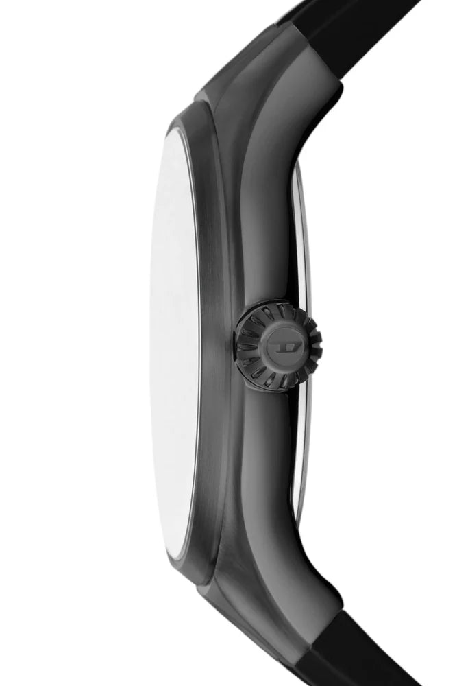 Streamline three-hand black silicone watch