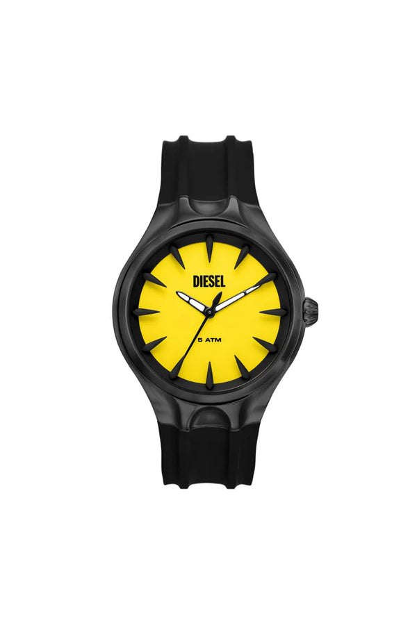 Streamline three-hand black silicone watch