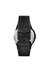 Framed black leather watch