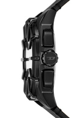 Framed black leather watch