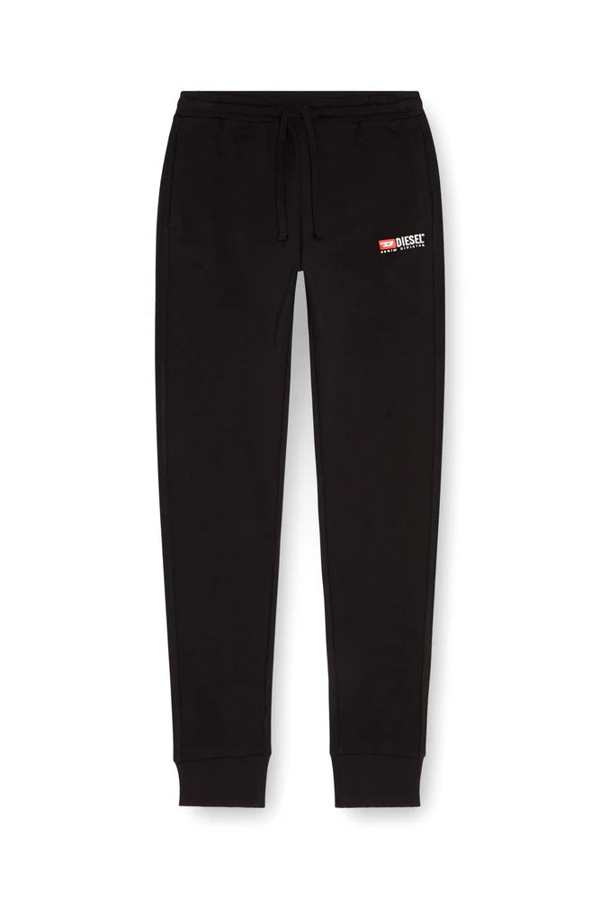 Track pants with embroidered logo