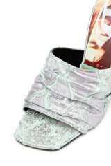 D-Sydney-Mule sandals in shimmering denim