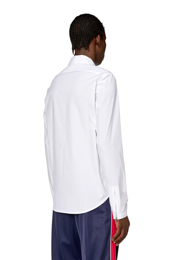 Logo-embroidered zip shirt