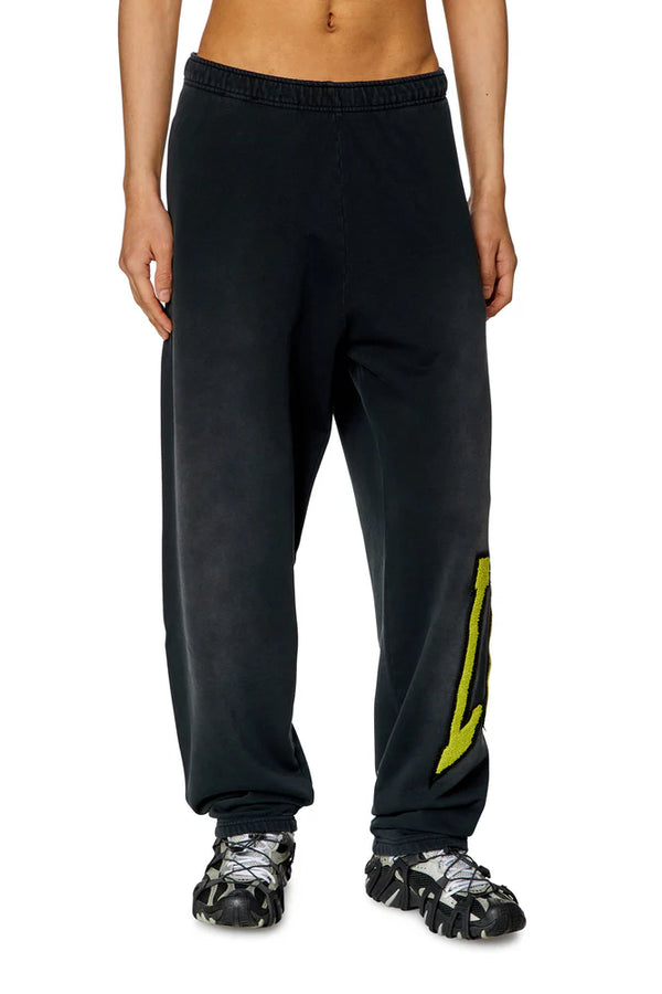 College track pants with LIES patches
