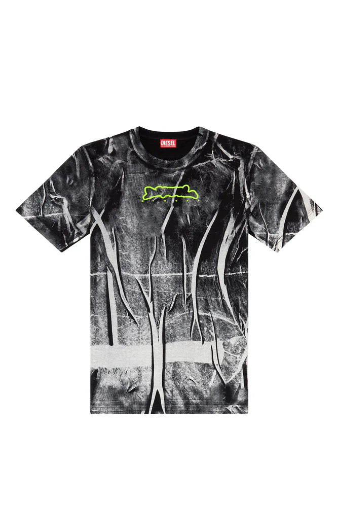 T-shirt with crease-effect print