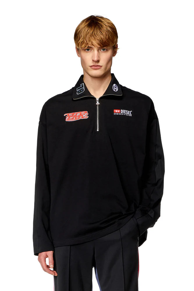 Half-zip shirt in jersey and poplin