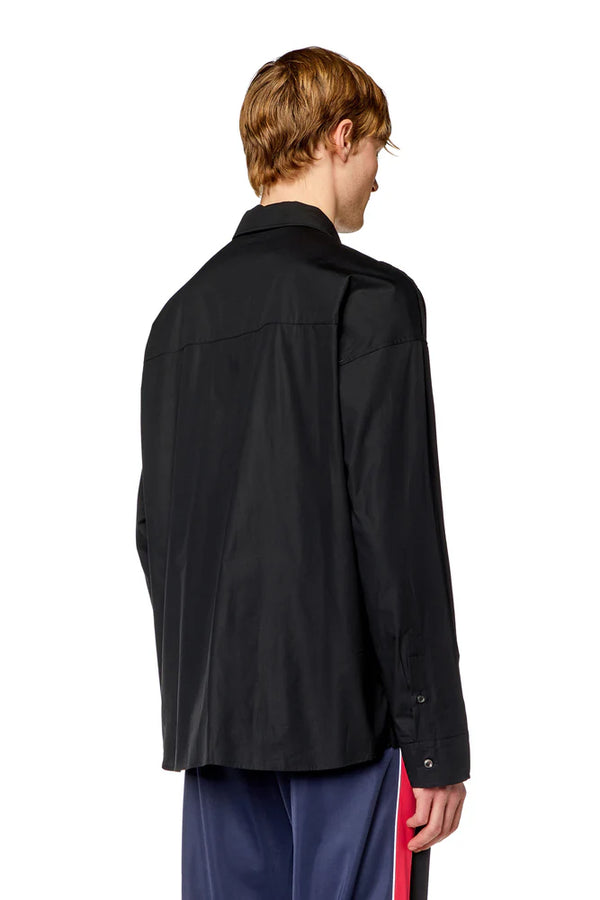 Half-zip shirt in jersey and poplin