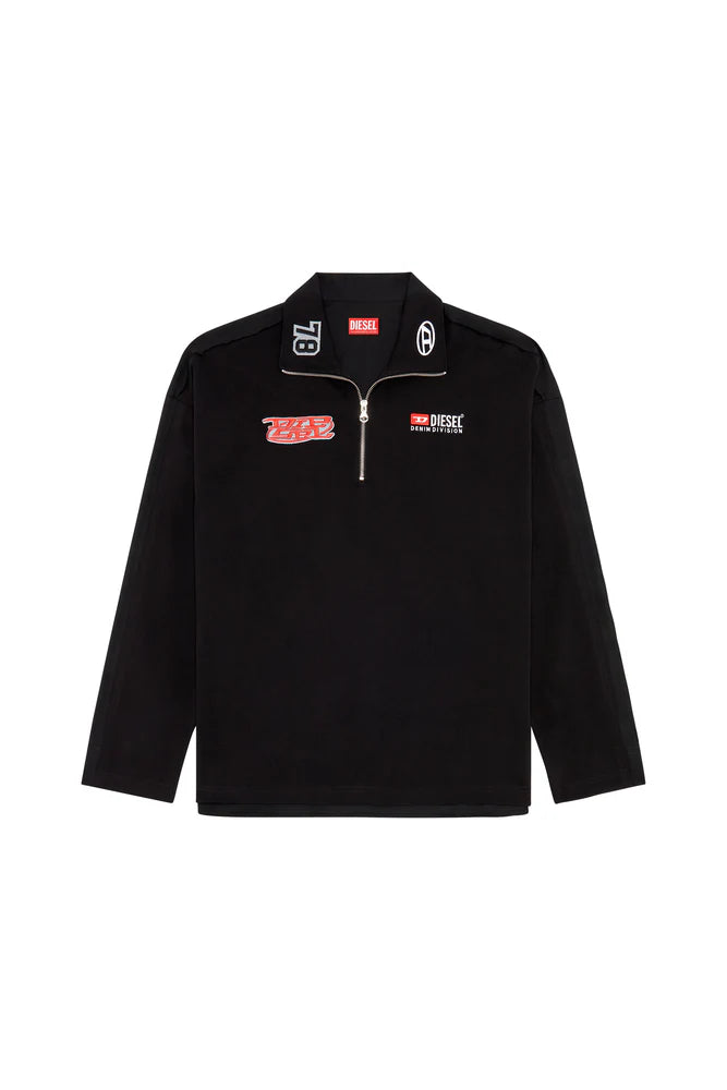 Half-zip shirt in jersey and poplin