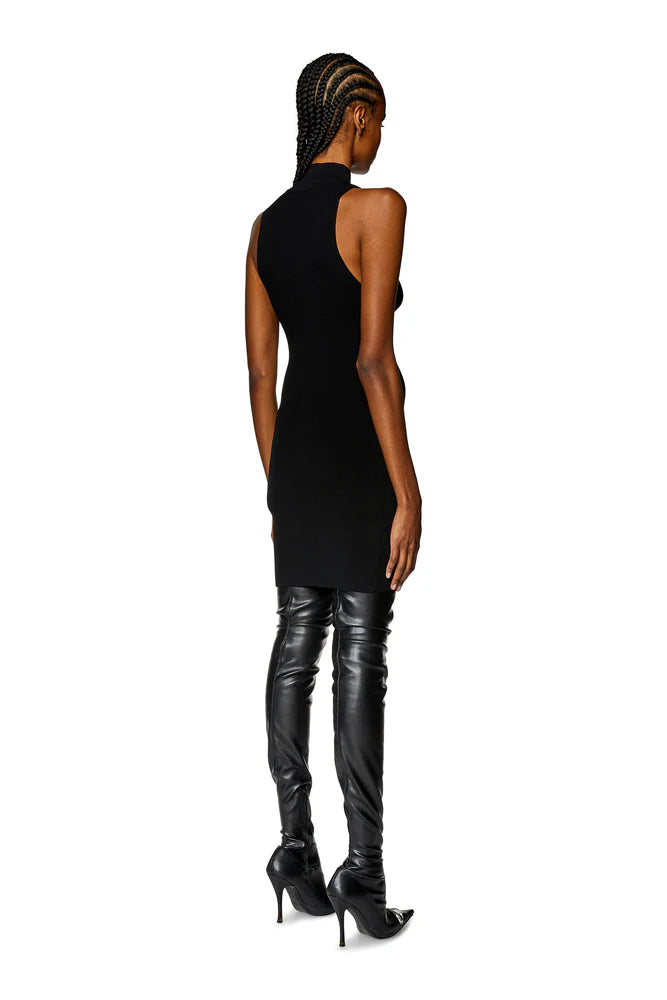 Short turtleneck dress in ribbed knit