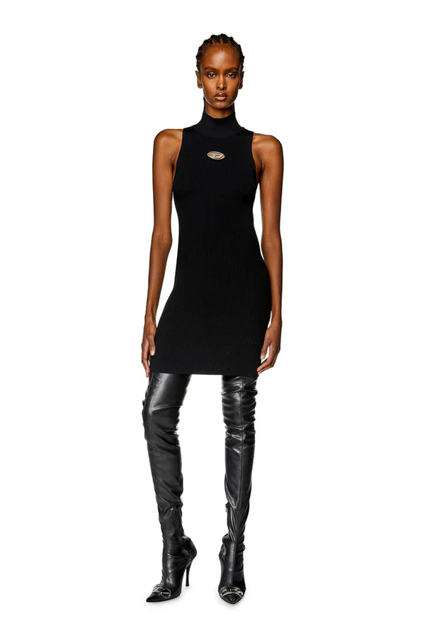 Short turtleneck dress in ribbed knit