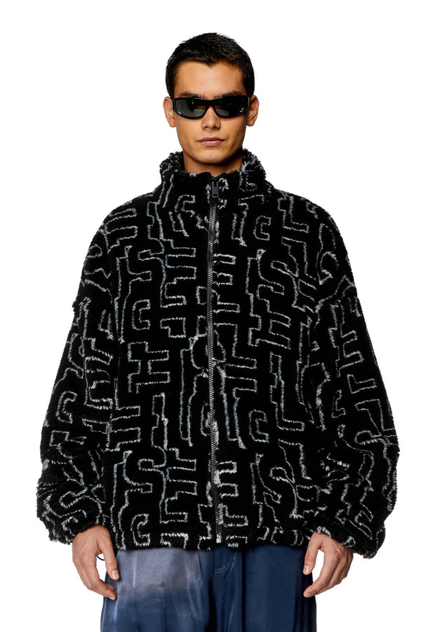 Teddy fleece jacket with Diesel monogram