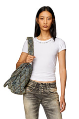 Ribbed-jersey top with chain necklace