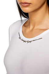 Ribbed-jersey top with chain necklace
