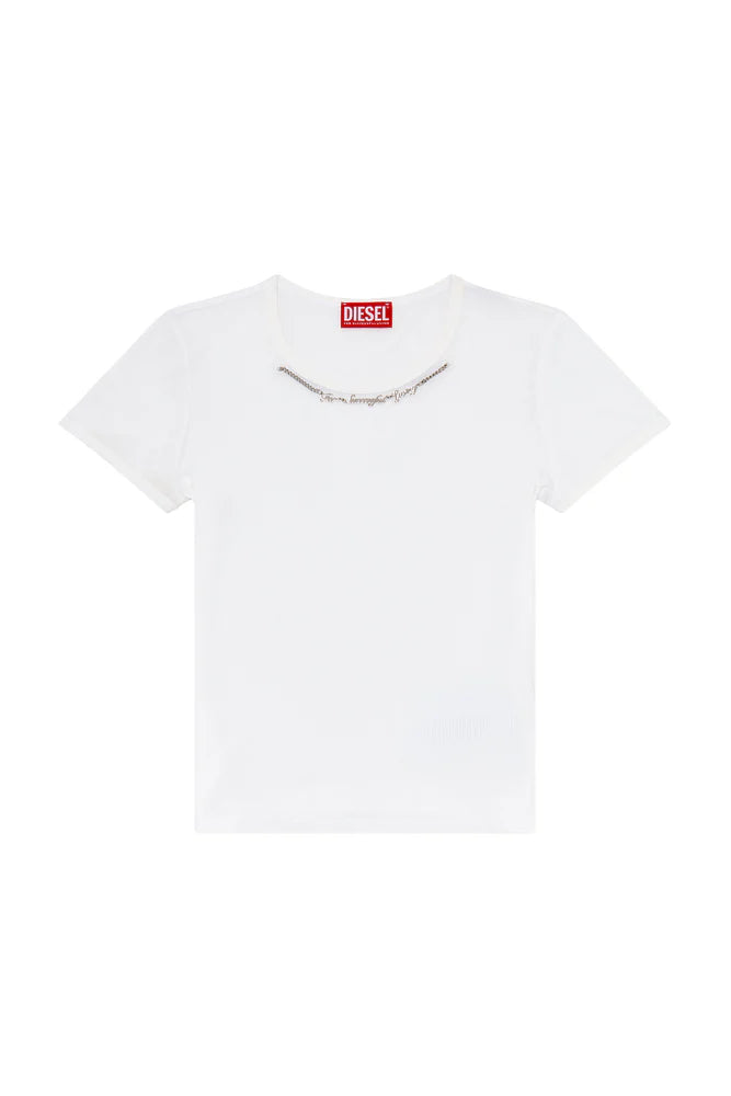 Ribbed-jersey top with chain necklace