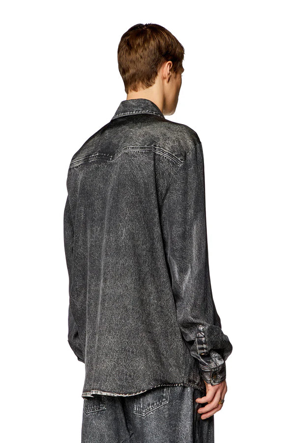 Fluid shirt with denim print