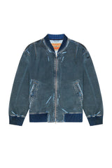 Bomber jacket in used-effect coated denim