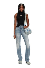 Ribbed-knit turtleneck top
