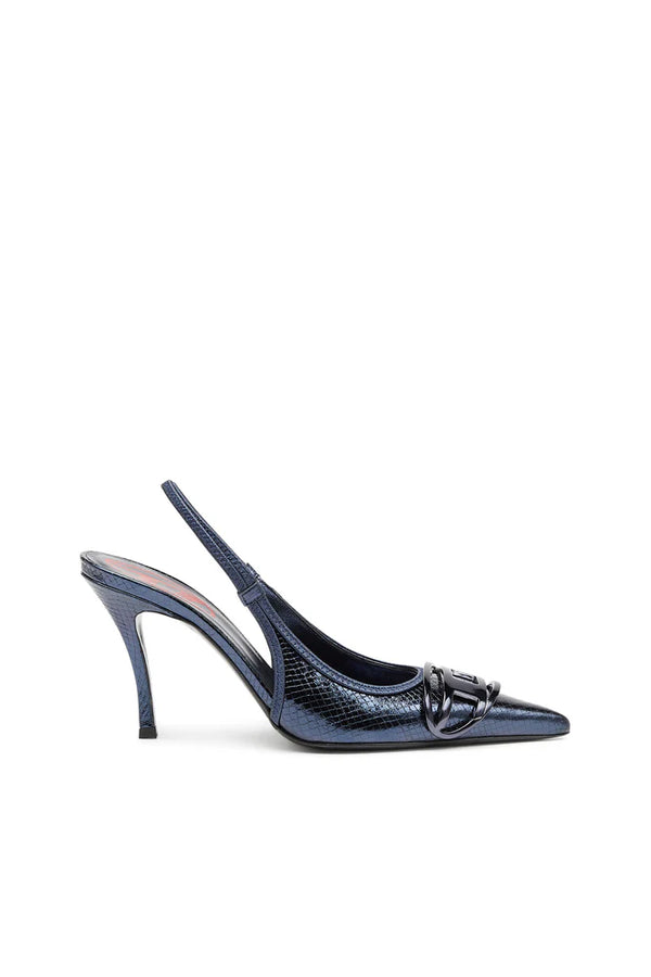 D-Venus Sb - Patent snake-effect slingback pumps