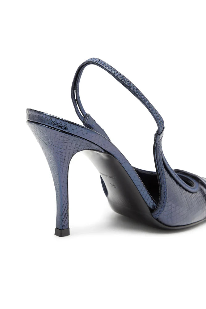 D-Venus Sb - Patent snake-effect slingback pumps