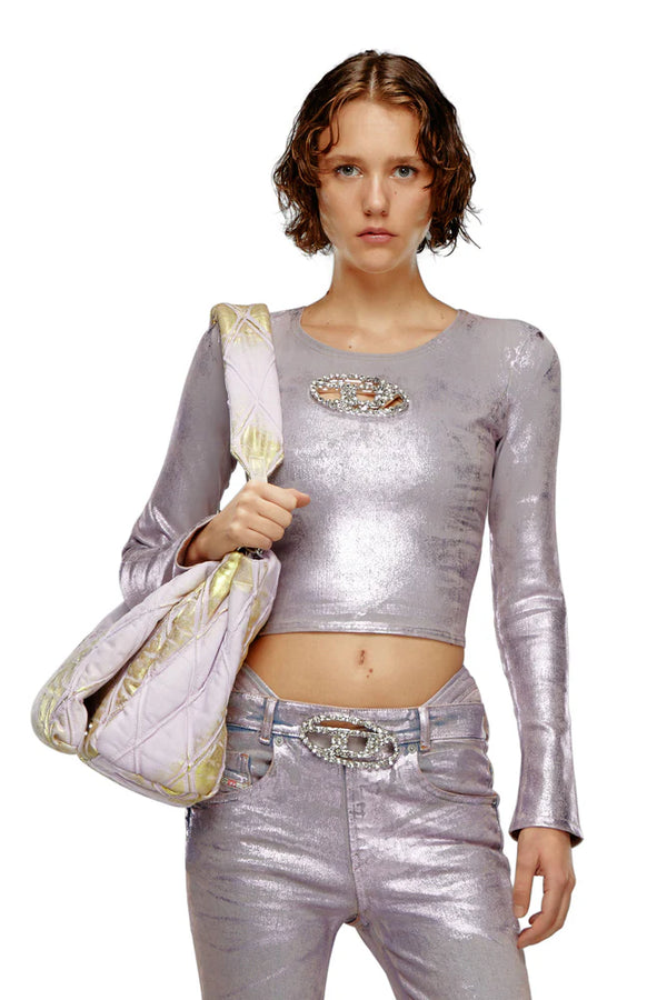 Long-sleeve top with crystal plaque