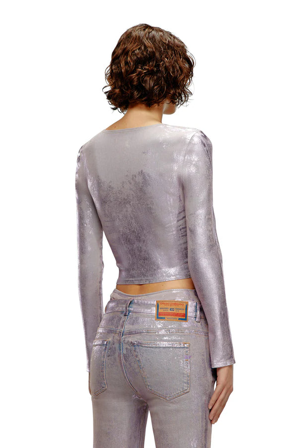 Long-sleeve top with crystal plaque