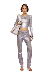 Long-sleeve top with crystal plaque