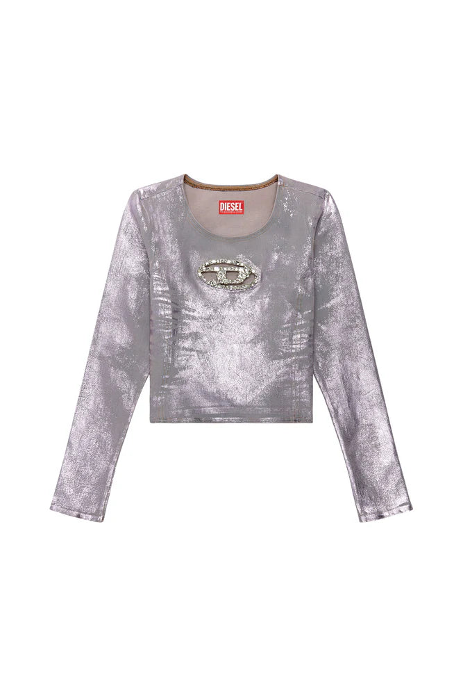 Long-sleeve top with crystal plaque