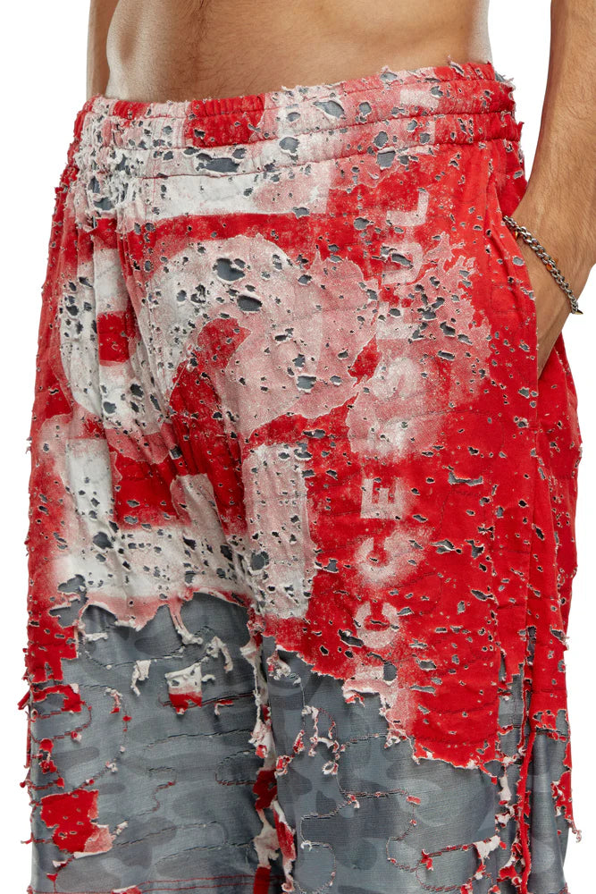 Logo shorts in destroyed jersey