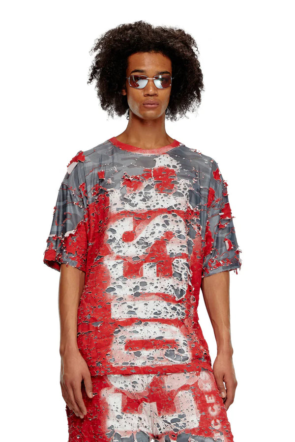 Logo T-shirt in destroyed jersey