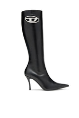 D-Venus-Leather boots with oval D plaque